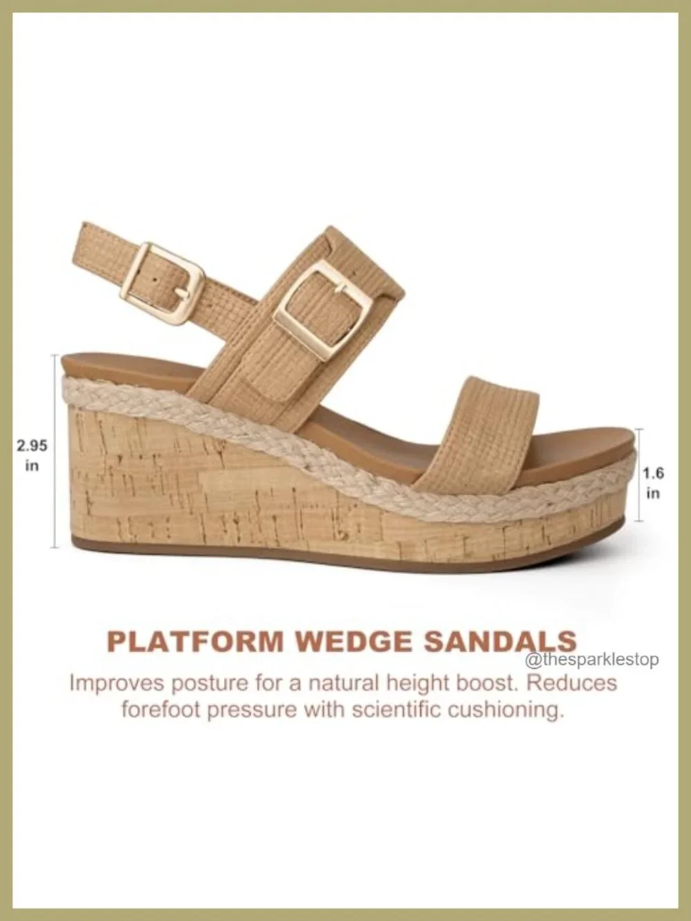 Women's Espadrille Wedge Sandals, 2.95 Inch Heel, Adjustable Ankle Strap,